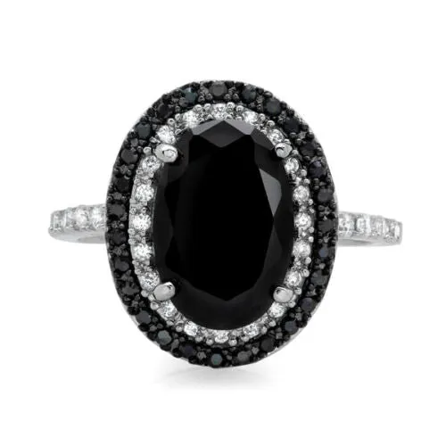 Black Onyx CZ Sterling Silver Ring