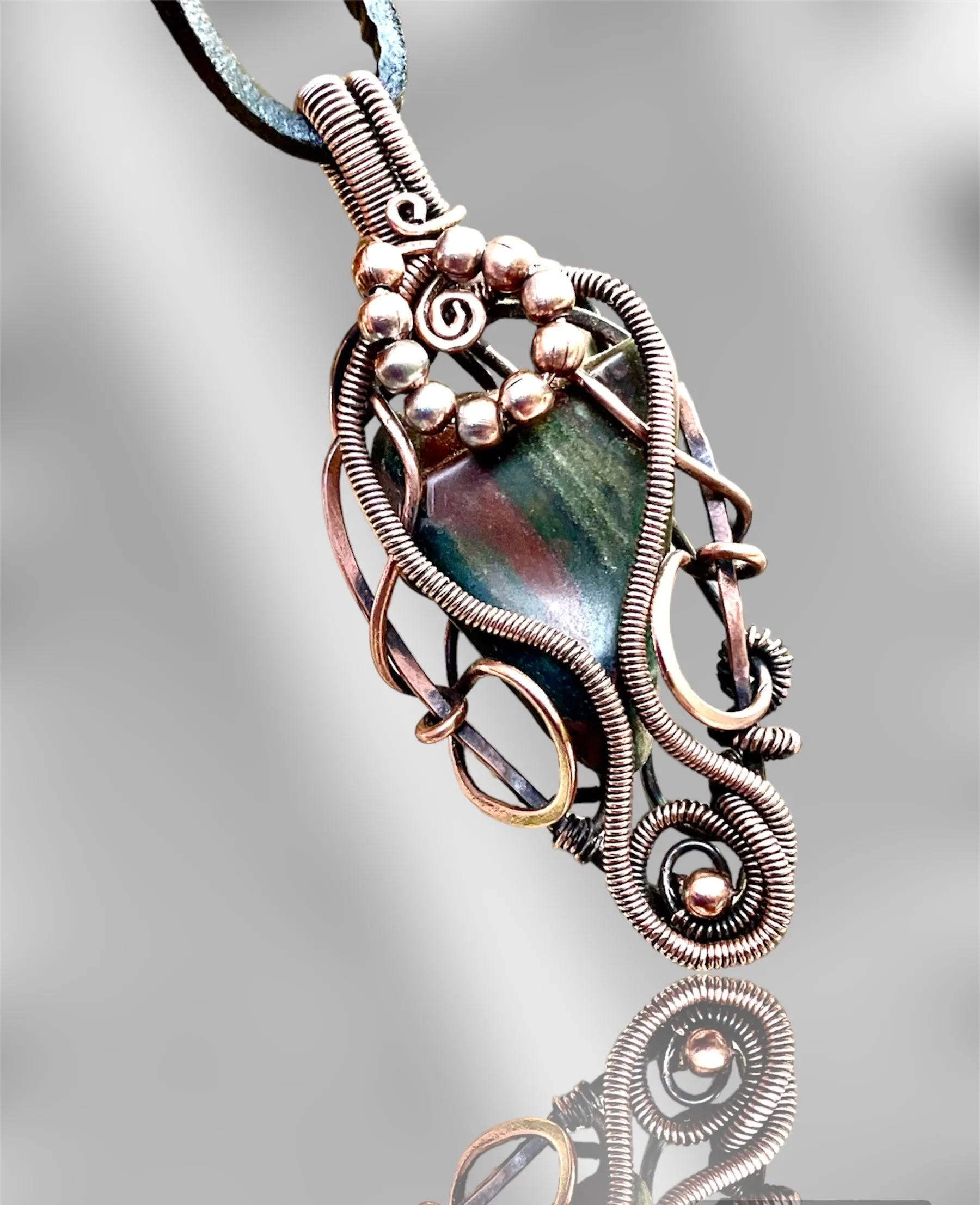 Bloodstone Freeform Wire Wrapped Pendant