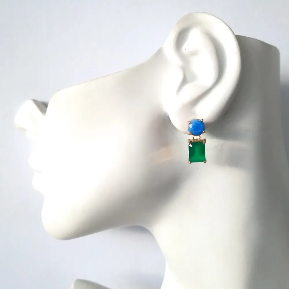 Blue Jade &  Green Agate Separates Earrings