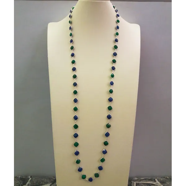 Blue Sapphire & Emerald Jeweled Chain Necklace