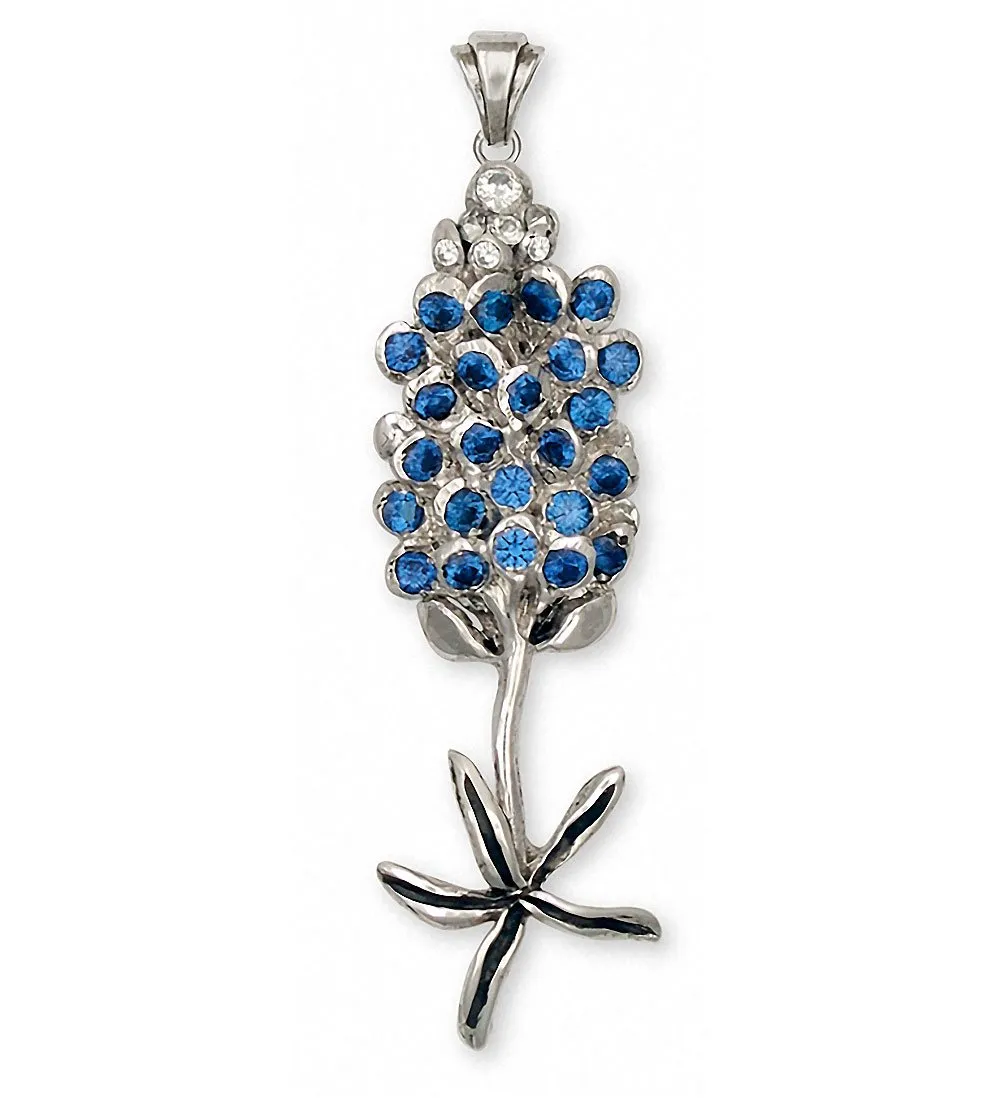 Bluebonnet Pendant Jewelry Sterling Silver Handmade Texas Wildflower Pendant BB4-P