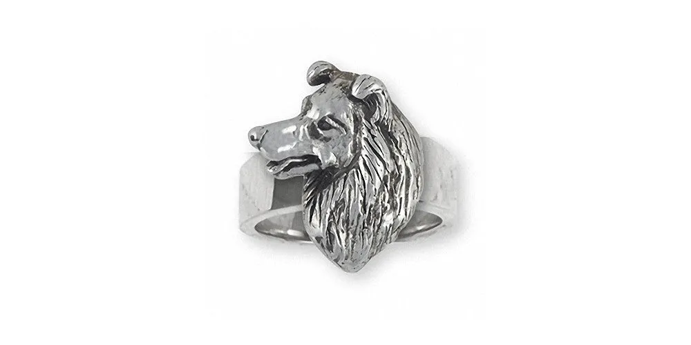 Border Collie Ring Jewelry Sterling Silver Handmade Dog Ring BDC6-R