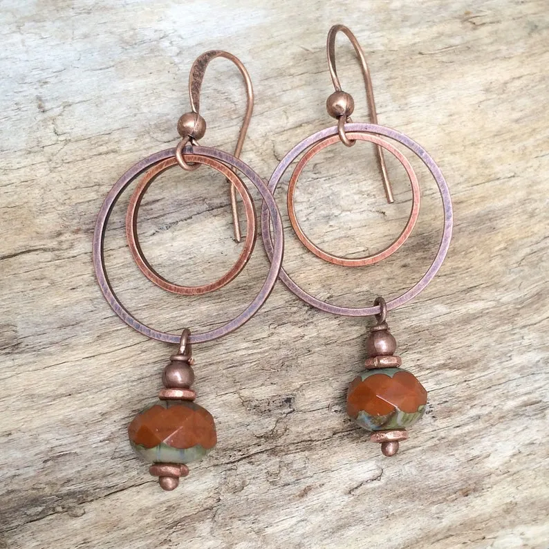 Burnt Orange Earrings, Burnt Orange Jewelry, Orange Hoop Earrings