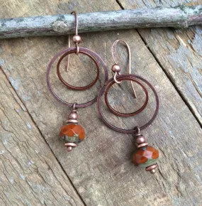 Burnt Orange Earrings, Burnt Orange Jewelry, Orange Hoop Earrings