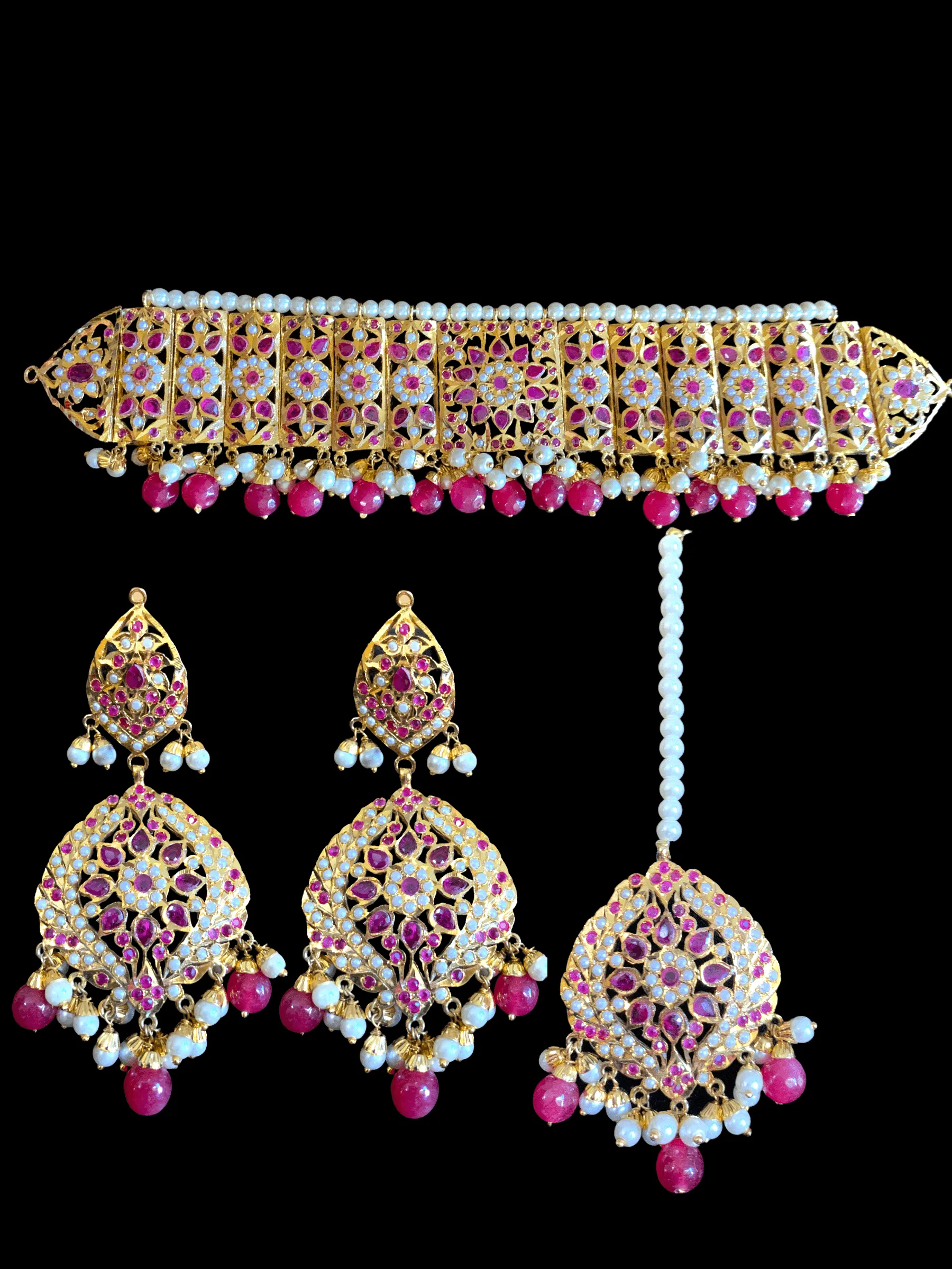 C121 Nandini gold plated jadau choker set ( SHIPS IN 4 WEEKS  )