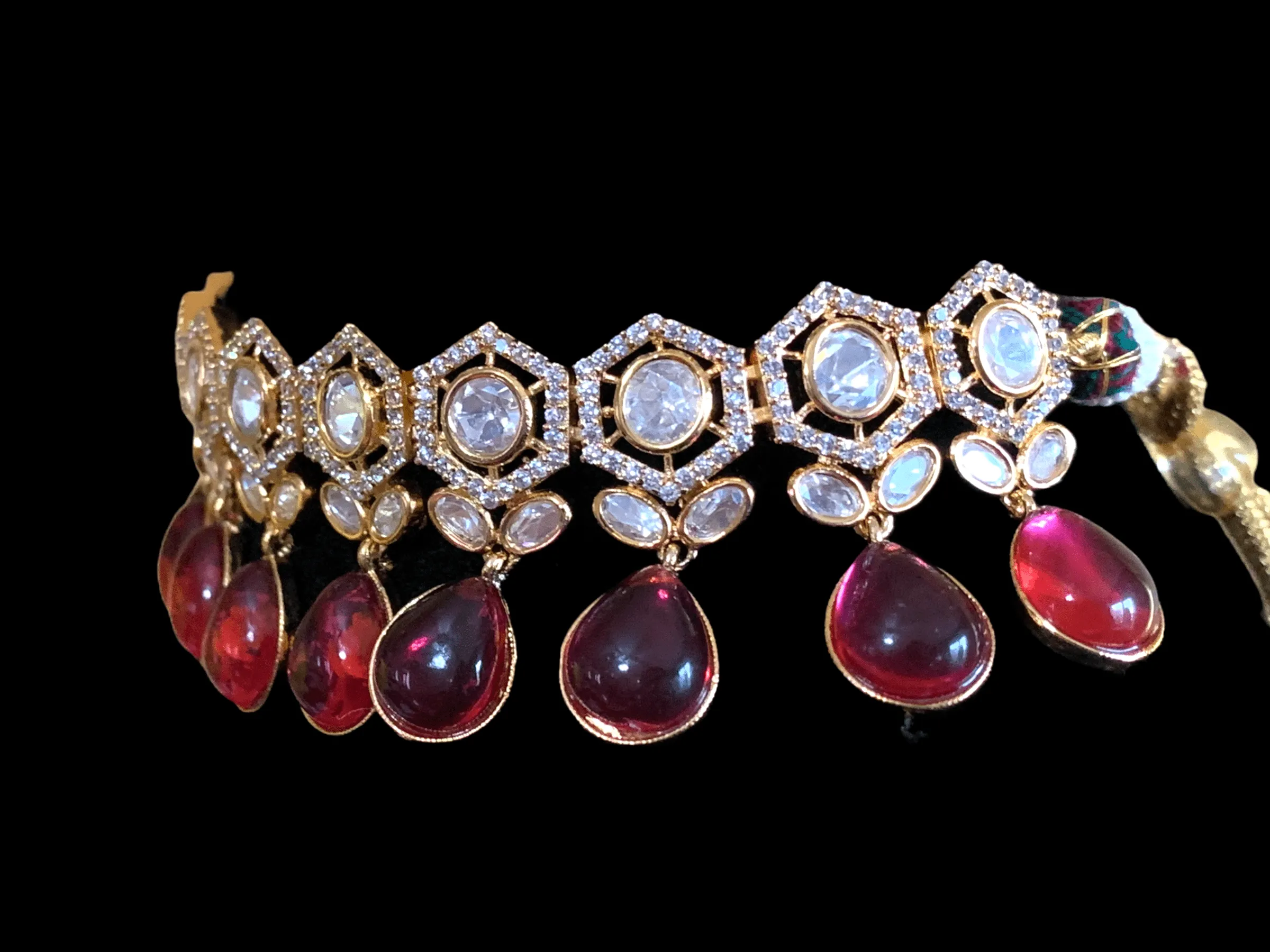 C189 ruby  cz polki gold plated choker ( READY TO SHIP)