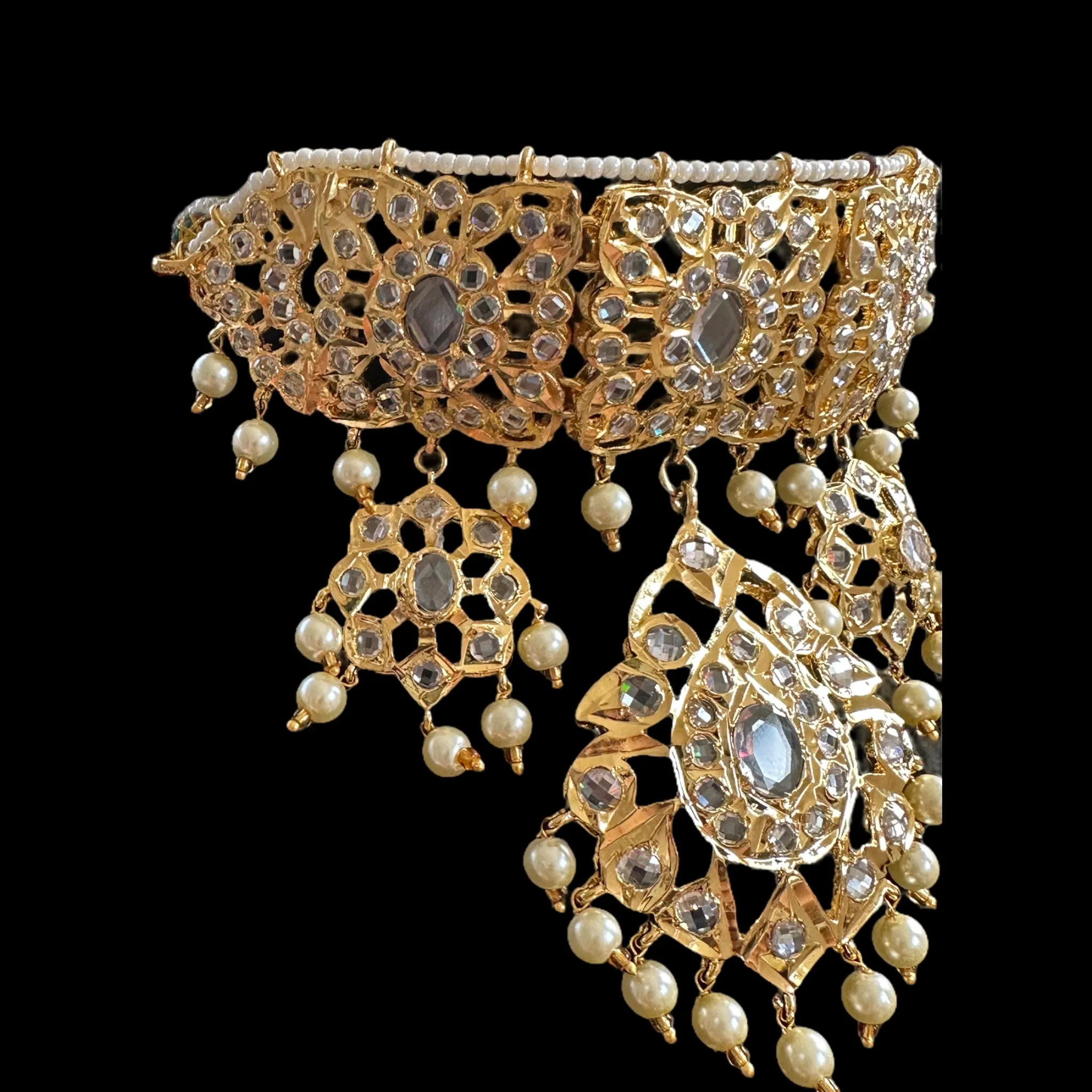 C294 Shahzeen choker set ( golden pearls ) ( SHIPS IN 2 WEEKS  )