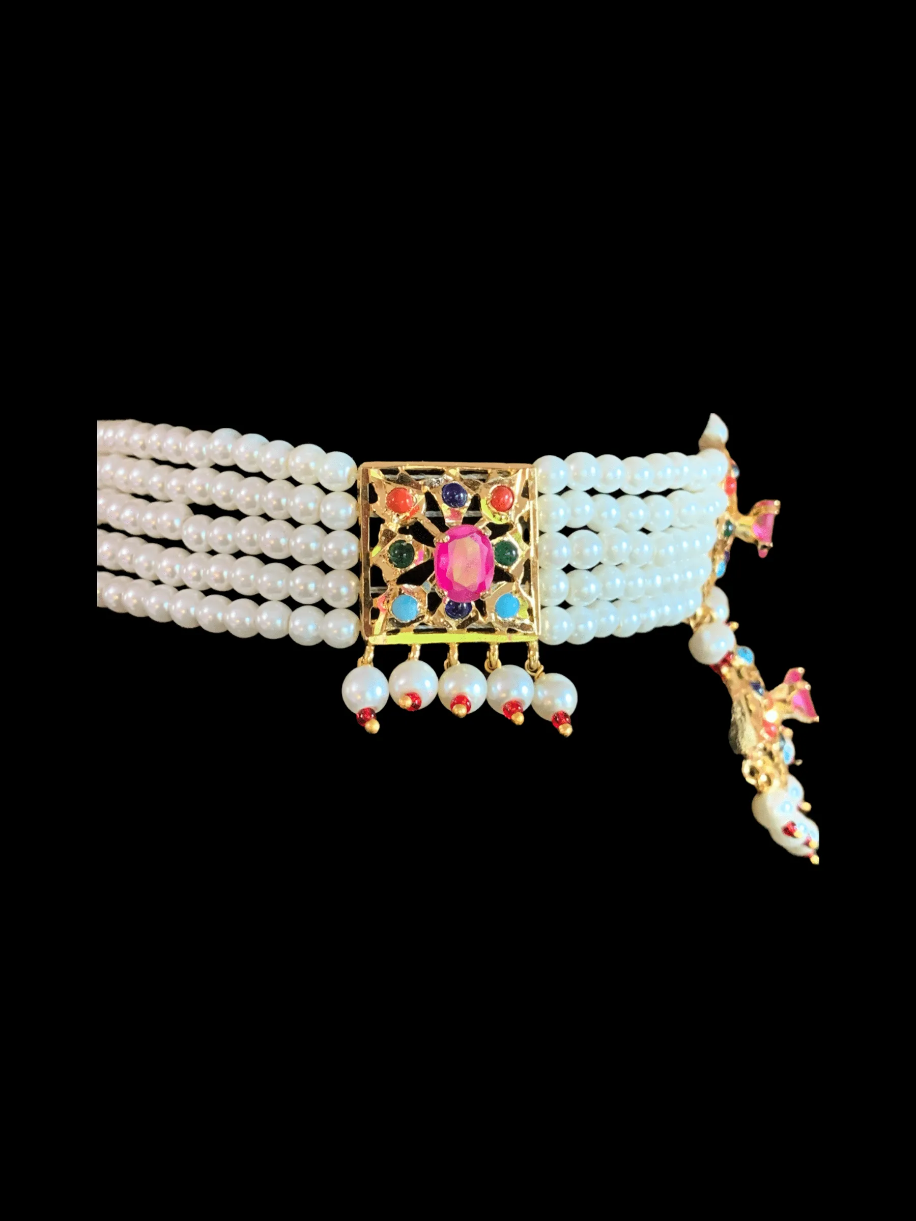 C89 Anushay choker set in navratan  ( READY TO SHIP )