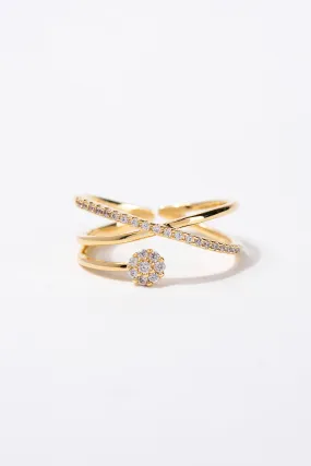 Catherine Double Cross CZ Rhinestone Ring