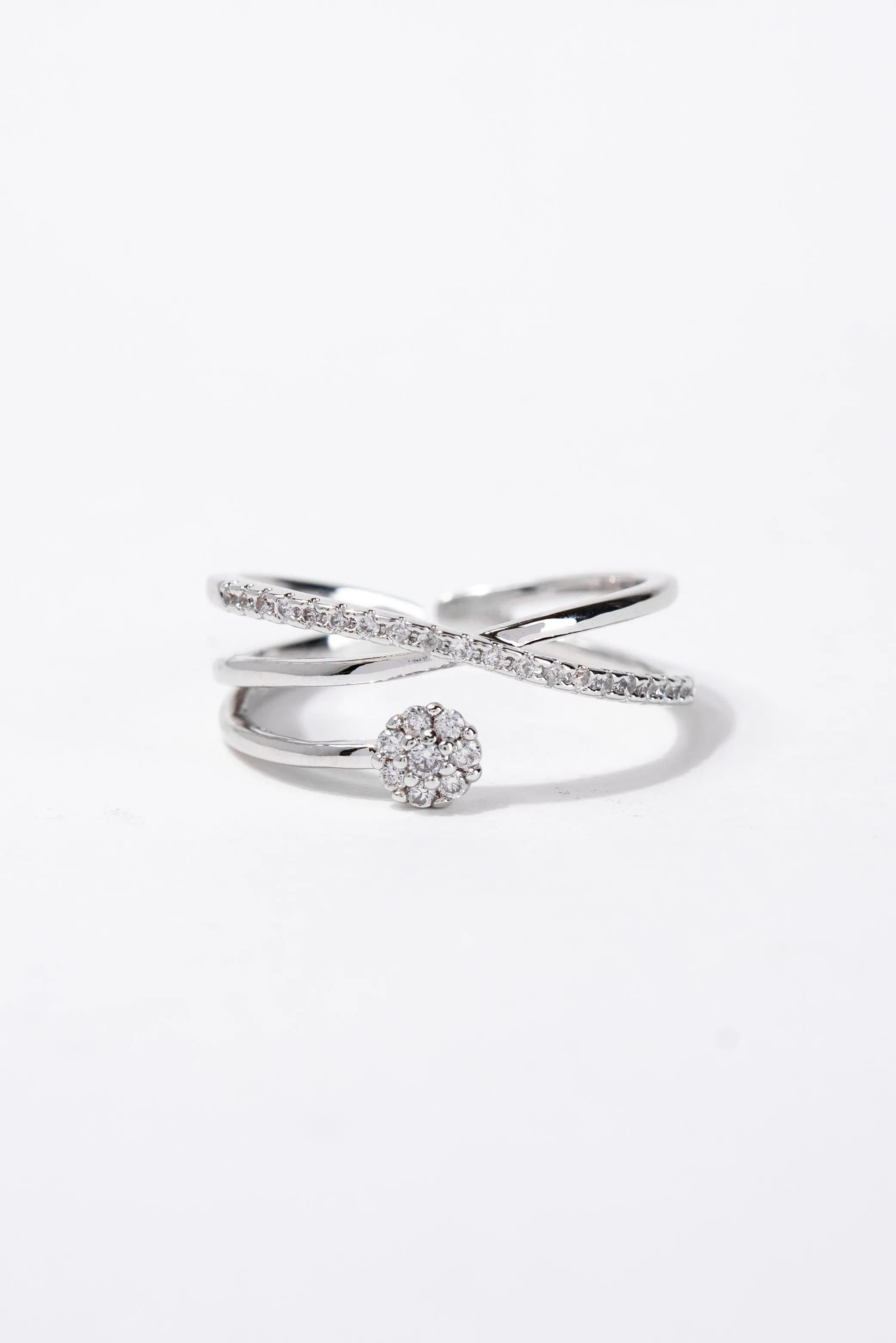 Catherine Double Cross CZ Rhinestone Ring