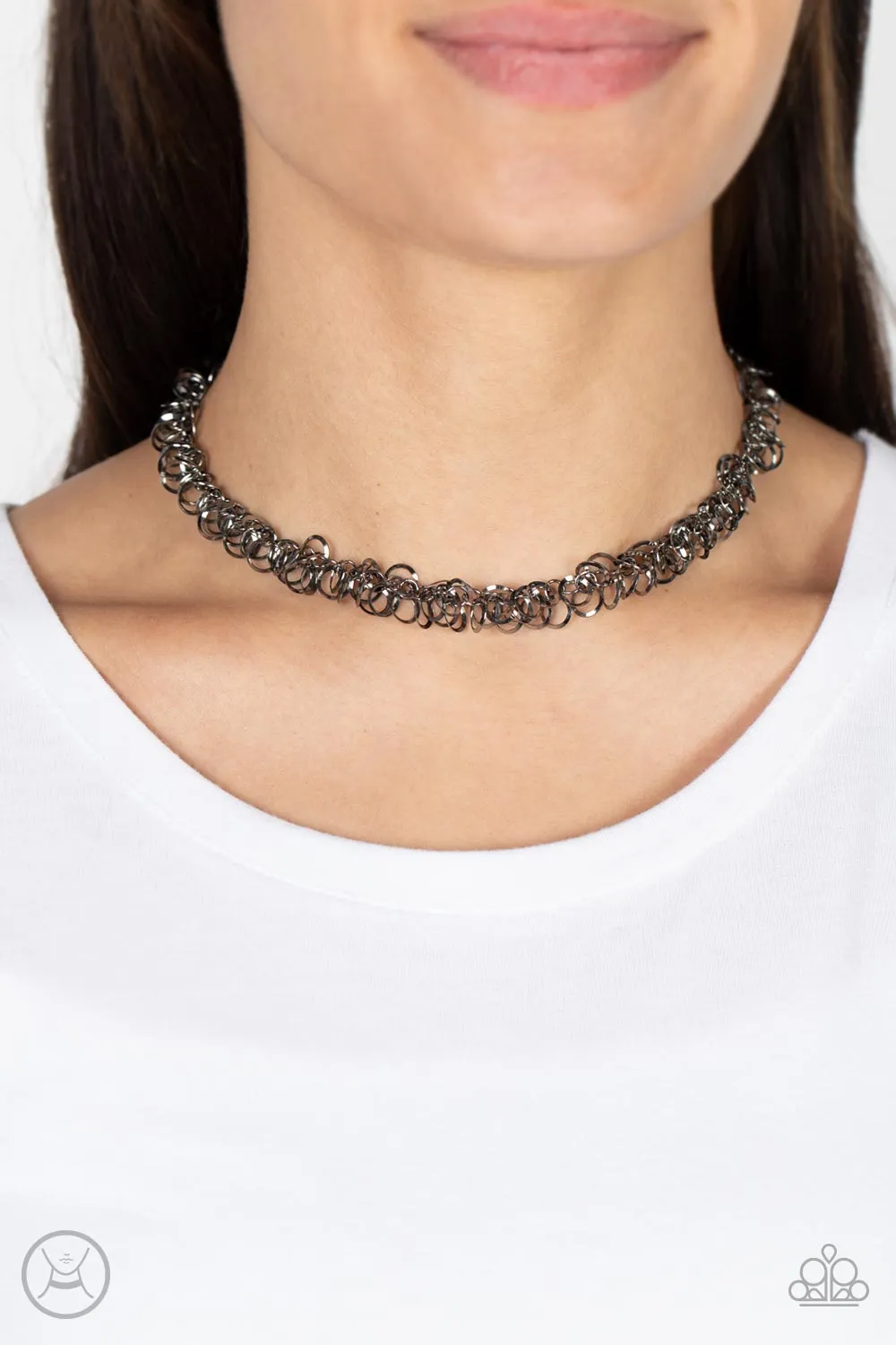 Cause a Commotion Gunmetal Black Choker Necklace - Paparazzi Accessories