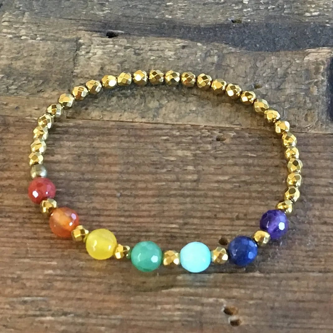 Chakra Gemstones Hematite Bracelet