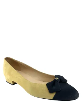 Chanel Suede Grosgrain Bow Cap Toe Pumps Size 9