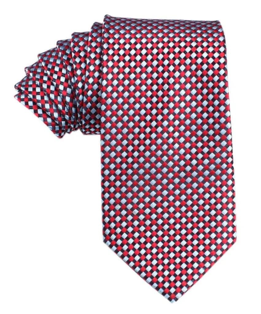 Check Tie - Navy, Light Blue & Red