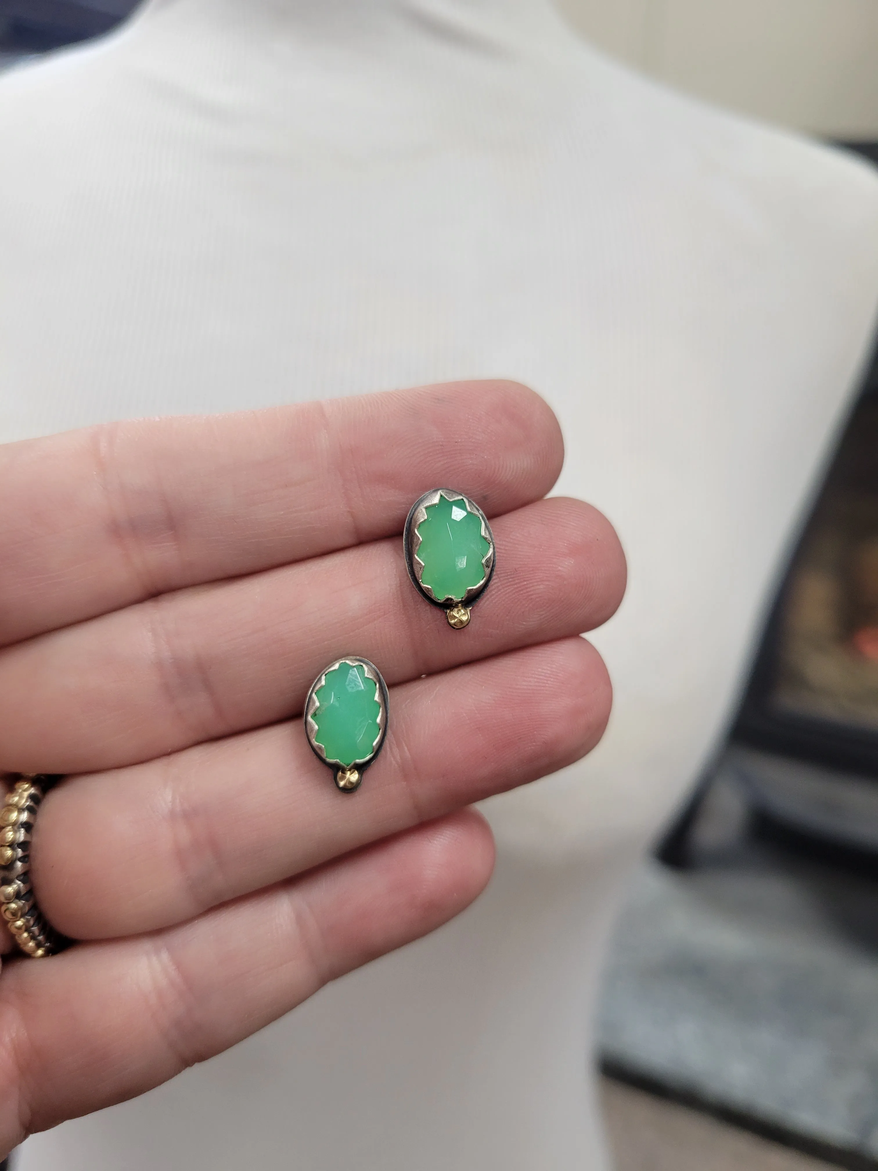 Chrysoprase post earrings