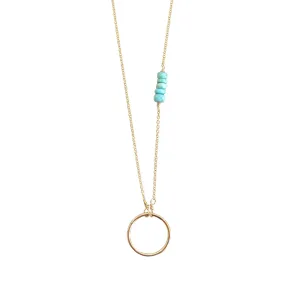 Circle Necklace with Turquoise Accents - Small