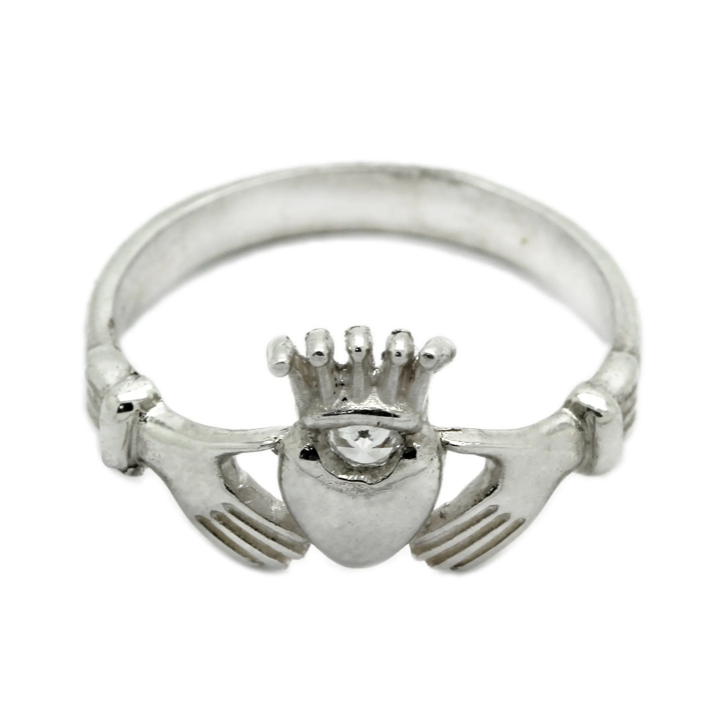 Claddagh Heart and Crown Women's Ring with Zirconia Silver 925