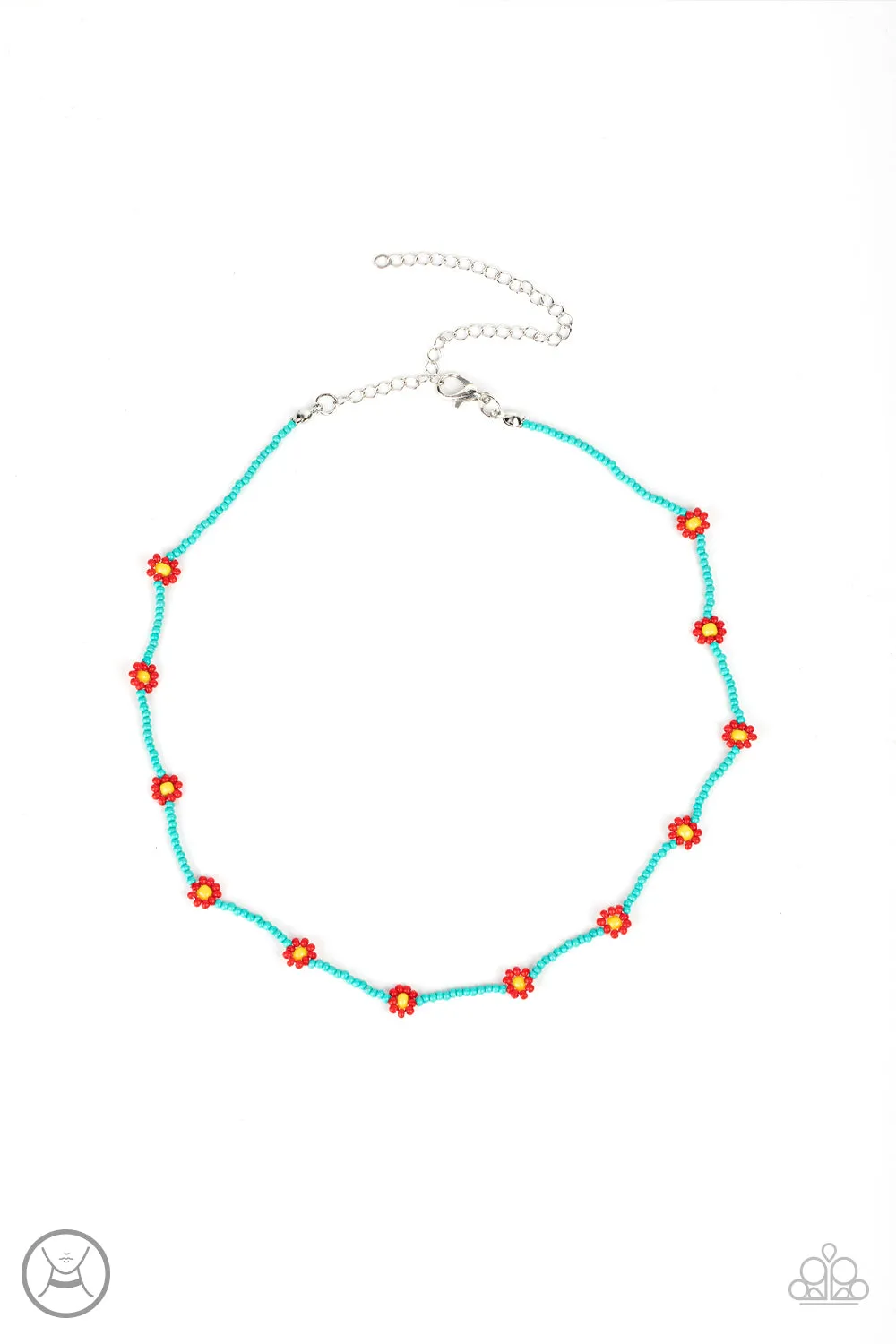 Colorfully Flower Child - Blue Choker Necklace