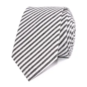 Cotton Tie - Chalk Stripe - Black & White