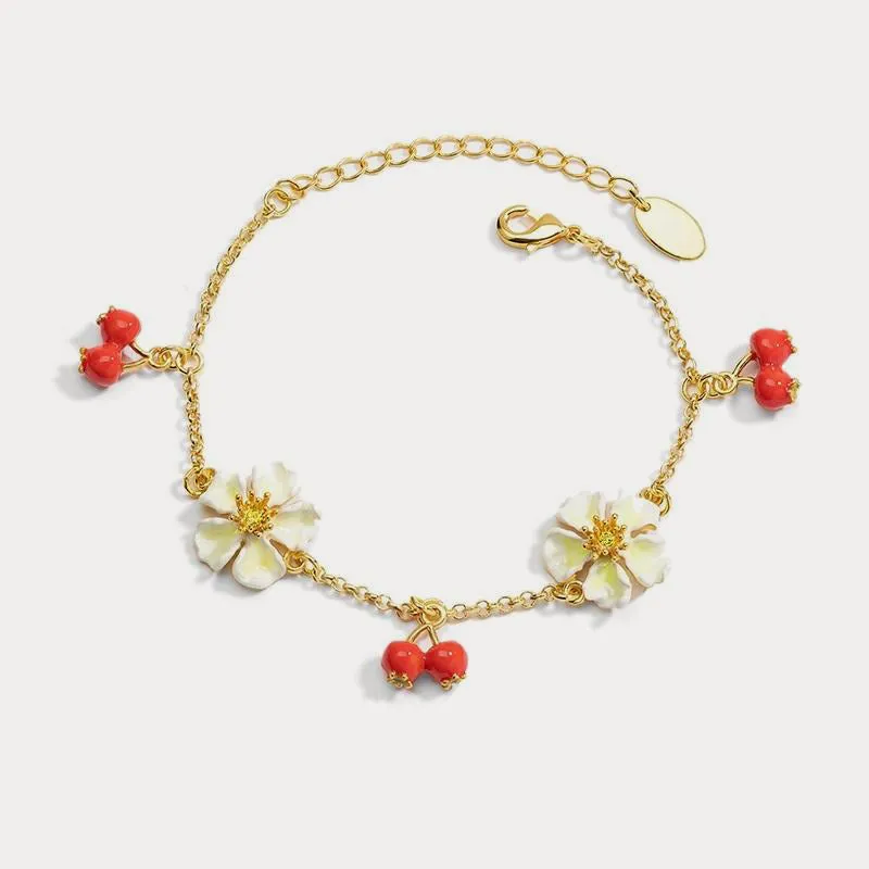 Cranberry Flowers Bracelet