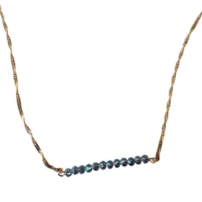 Dainty Blue Crystal Bar Necklace