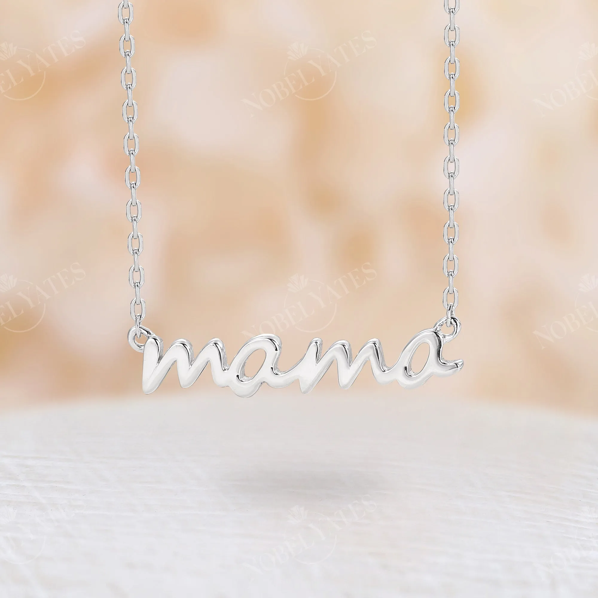 Dainty MAMA Necklace Delicate Pendant Chain Rose Gold