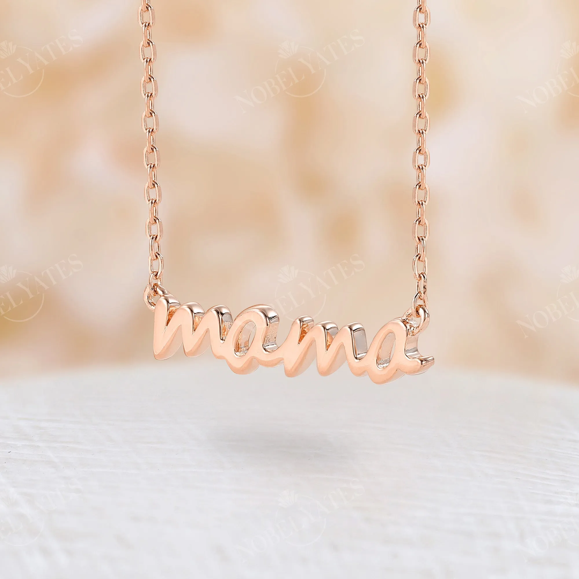 Dainty MAMA Necklace Delicate Pendant Chain Rose Gold