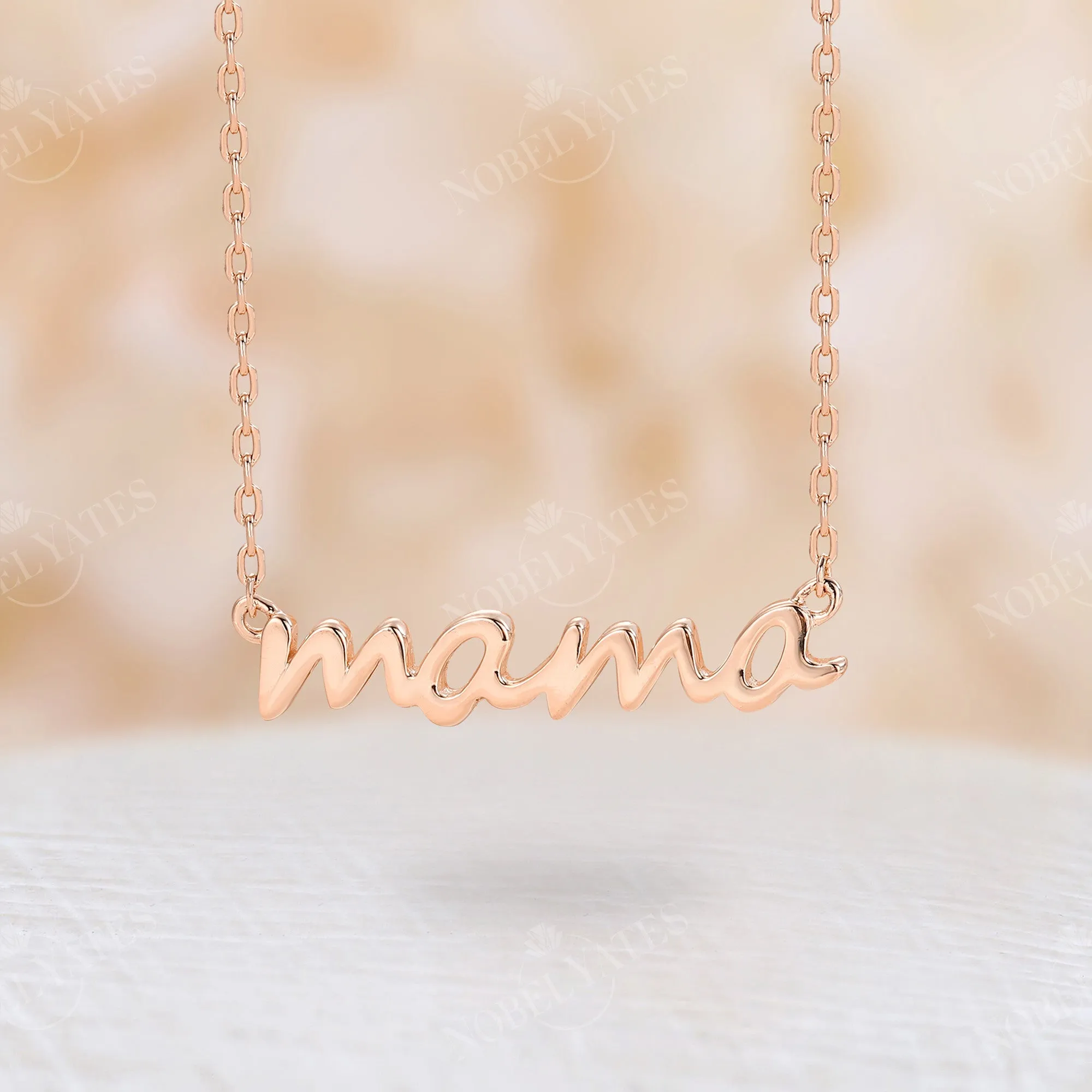 Dainty MAMA Necklace Delicate Pendant Chain Rose Gold