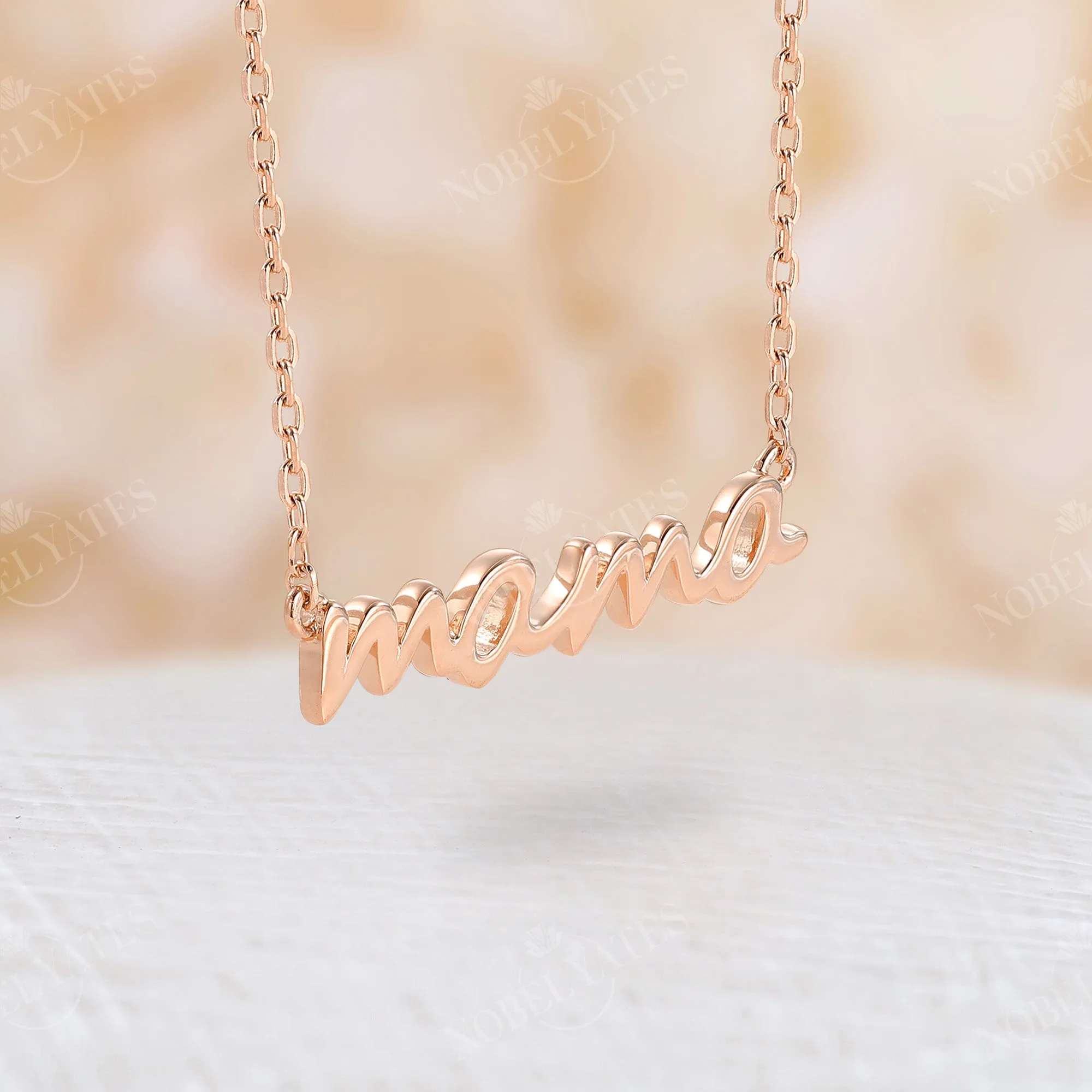 Dainty MAMA Necklace Delicate Pendant Chain Rose Gold