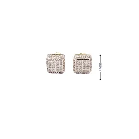 Diamond 0.20Ctw Big Cube Shaped Earrings