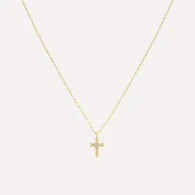 Diamond Accent Beaded Cross Necklace