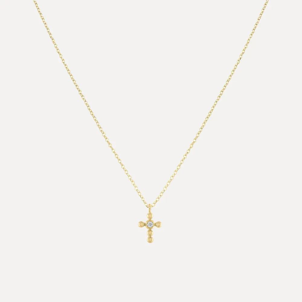 Diamond Accent Beaded Cross Necklace