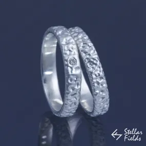 Diamond Modern Textured Wedding Ring Set