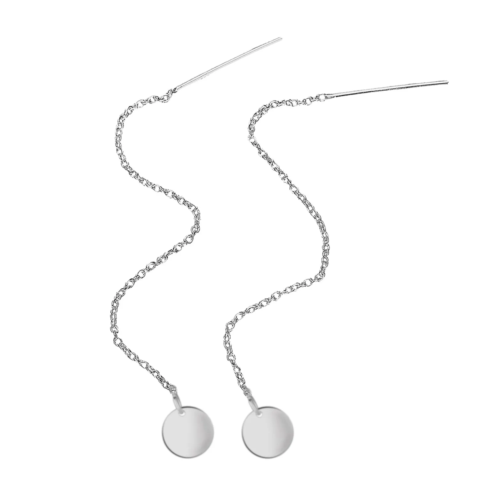 Disc Threader Chain Earrings