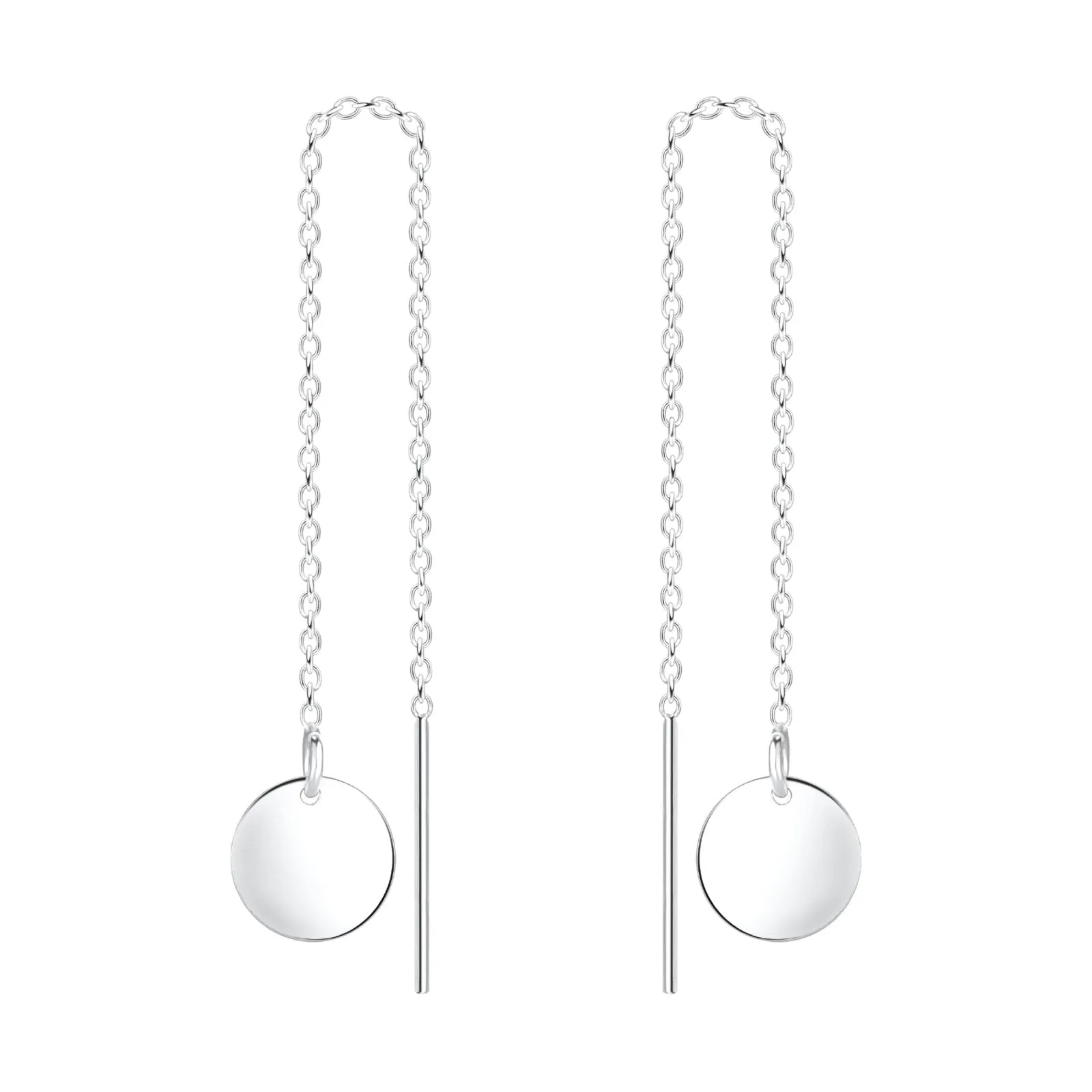 Disc Threader Chain Earrings