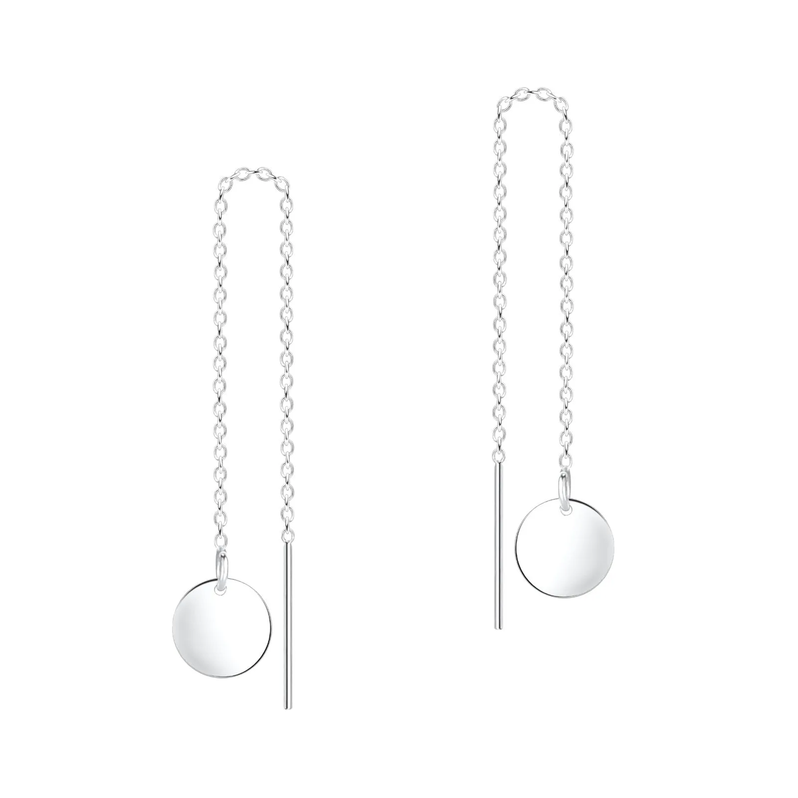 Disc Threader Chain Earrings