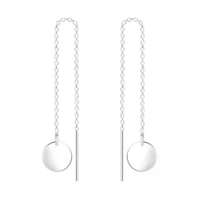 Disc Threader Chain Earrings