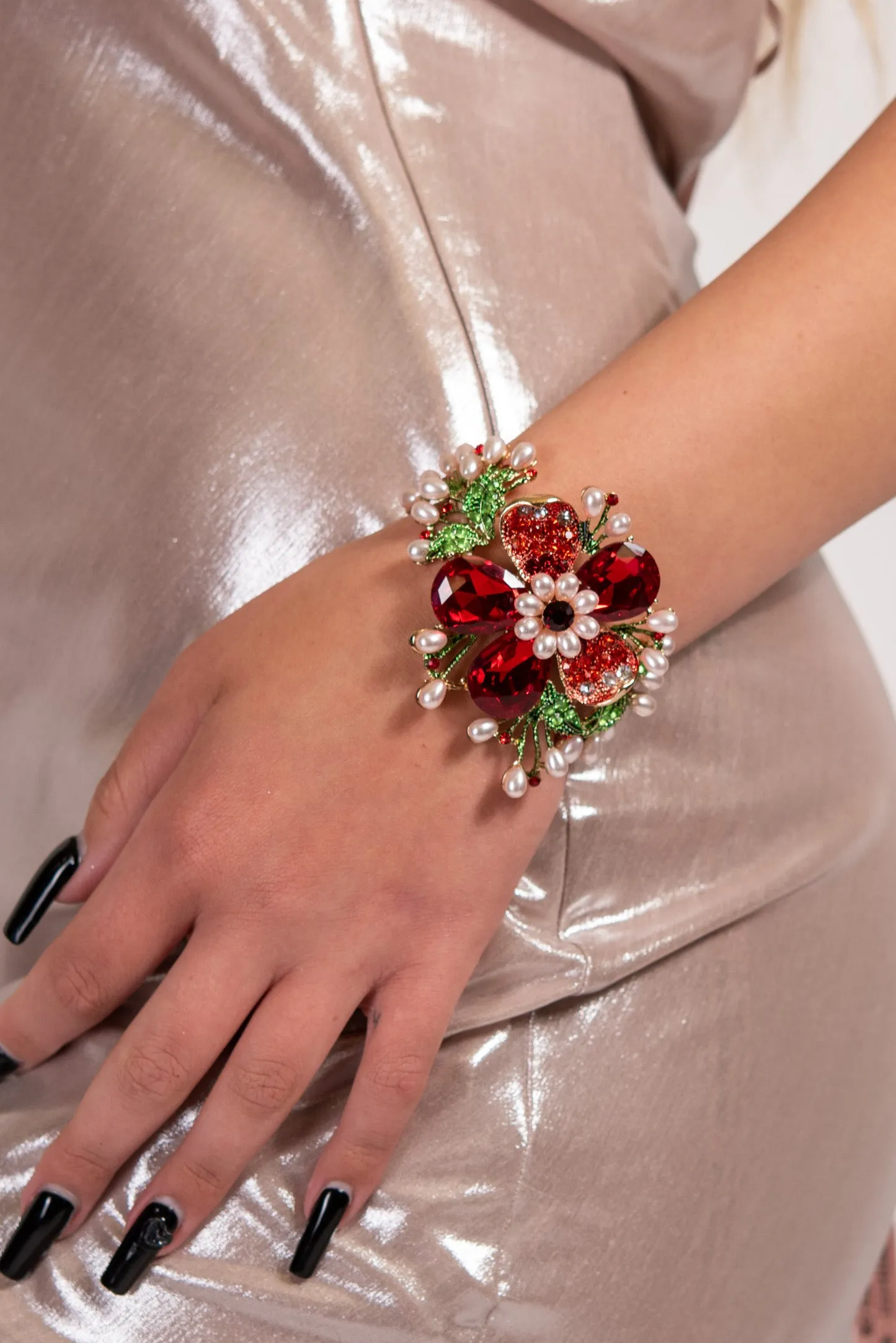 Duchess Floral Crystal Corsage Stretch Bracelet