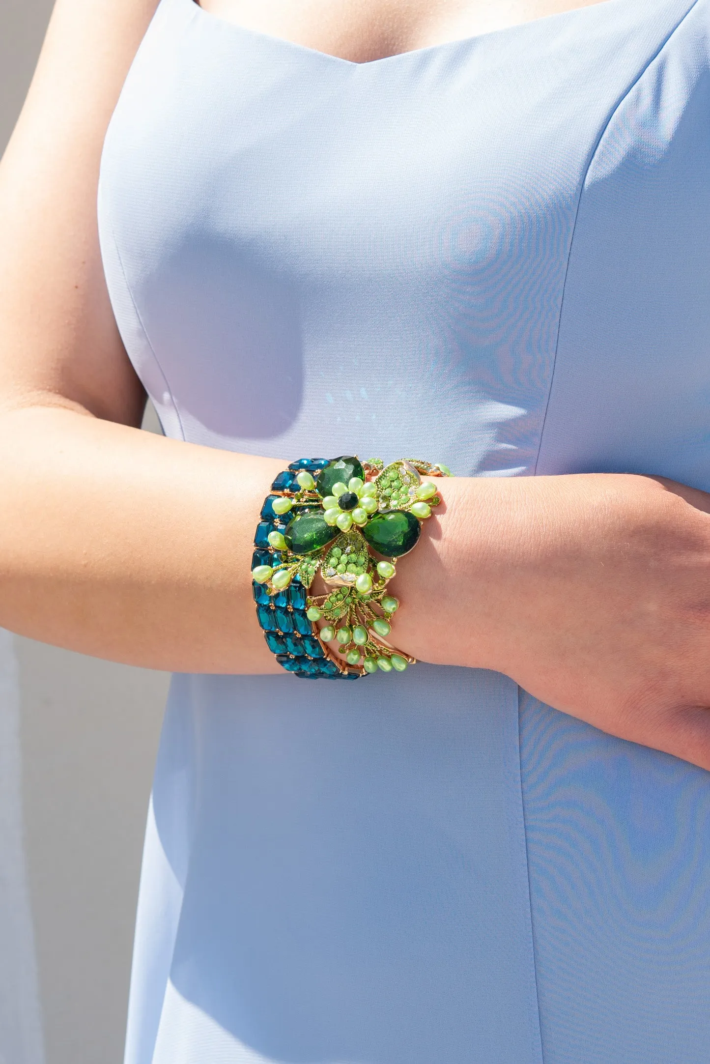 Duchess Floral Crystal Corsage Stretch Bracelet