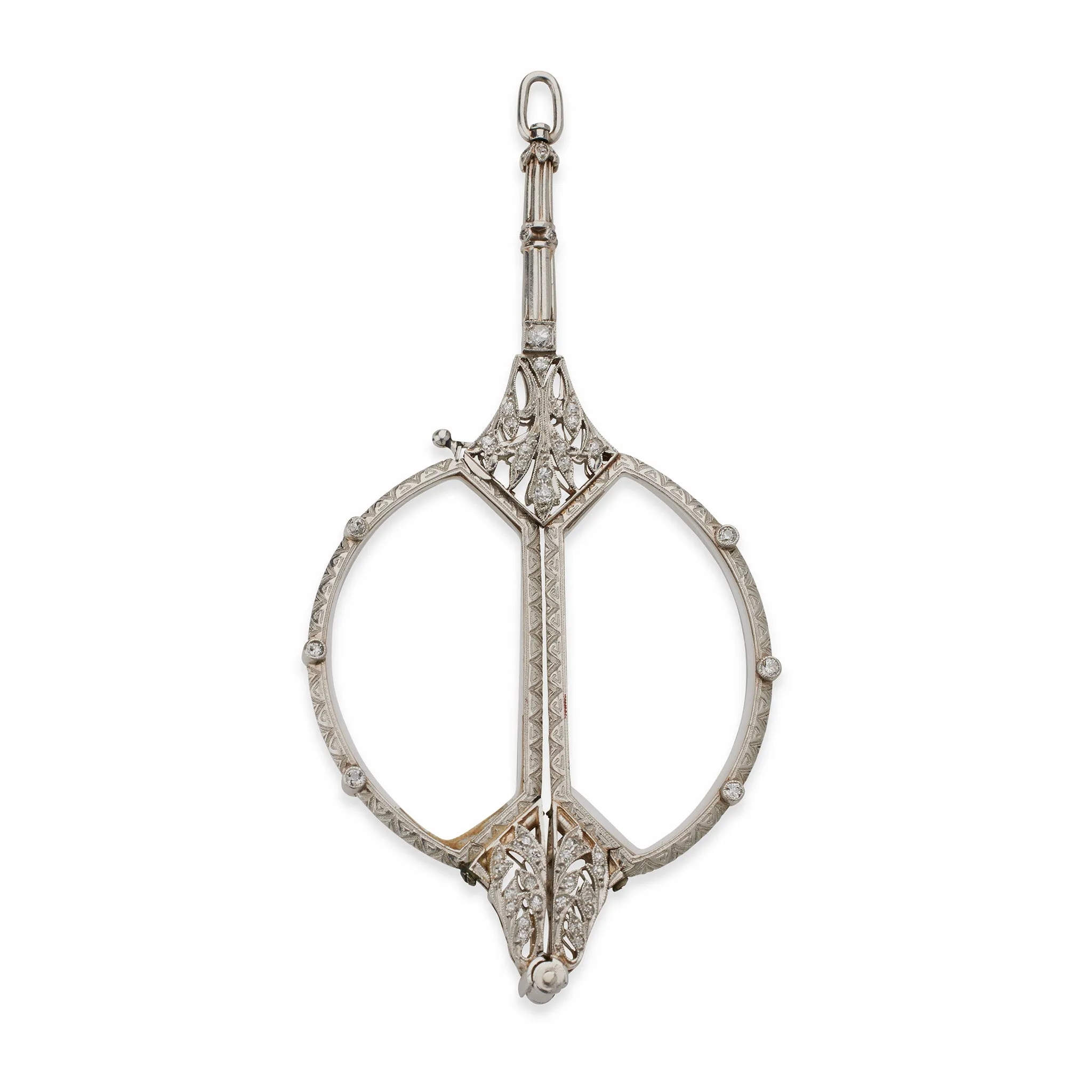 Edwardian Platinum and Diamond Lorgnette Pendant