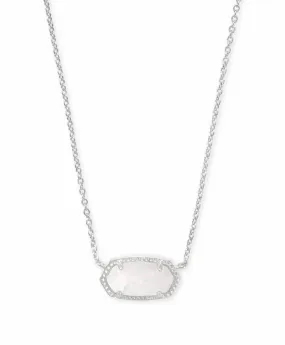 Elisa Short Pendant Necklace in Rhodium White Opal by Kendra Scott