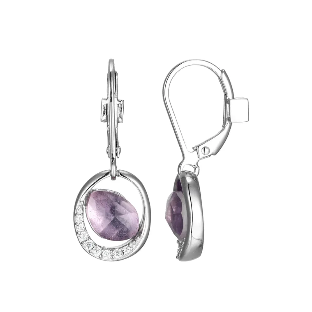 Elle Treasure Amethyst and White Crystal Drop Earrings