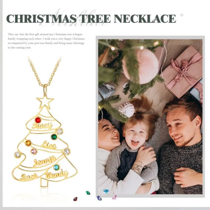 Engraved Christmas Tree Necklace- Fancy  Christmas Jewelry