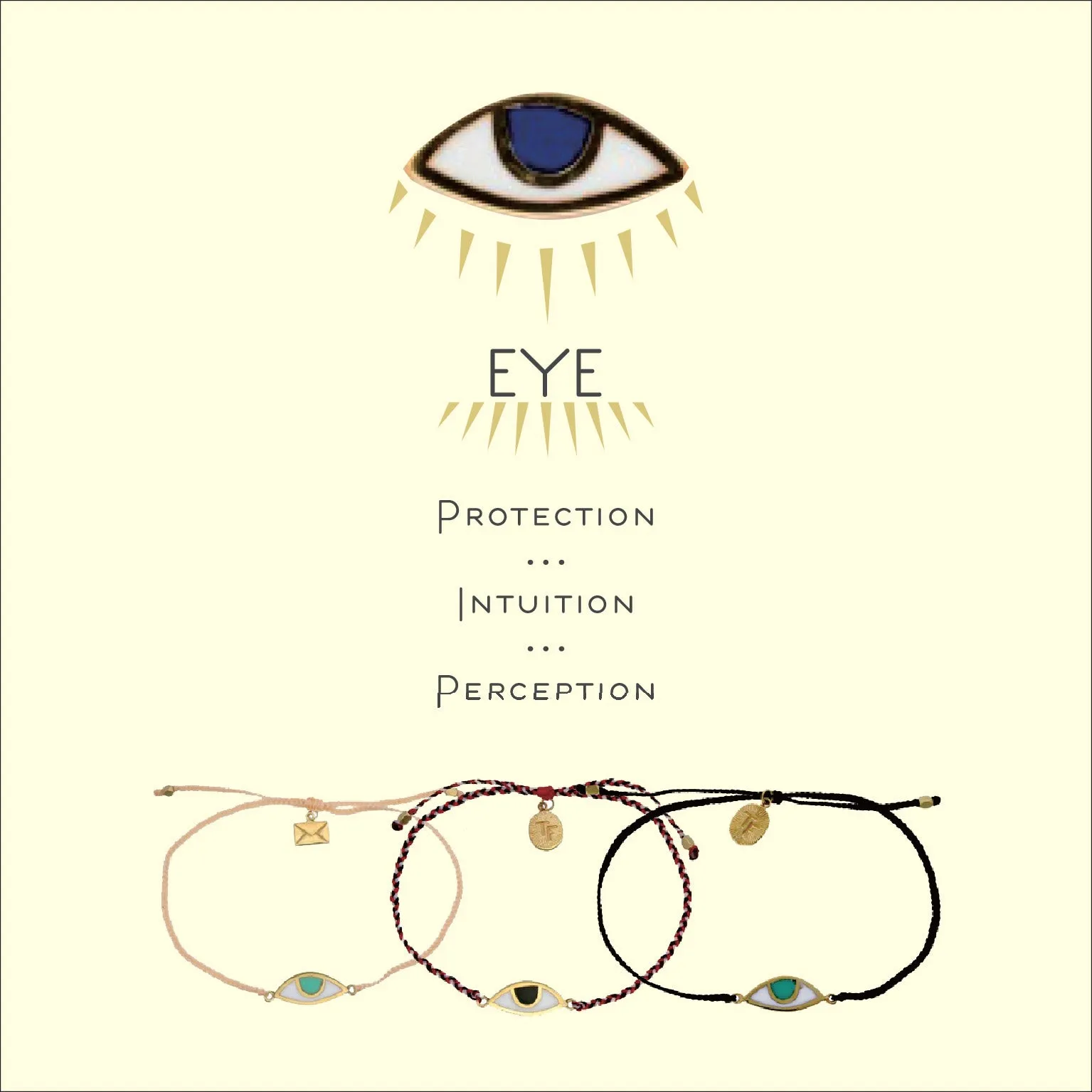 EYE PROTECTION BRACELET - PASTEL GREY - GOLD