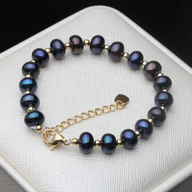 Fashion Freshwater Black Pearl Adjustable Bracelet