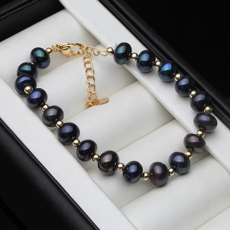 Fashion Freshwater Black Pearl Adjustable Bracelet