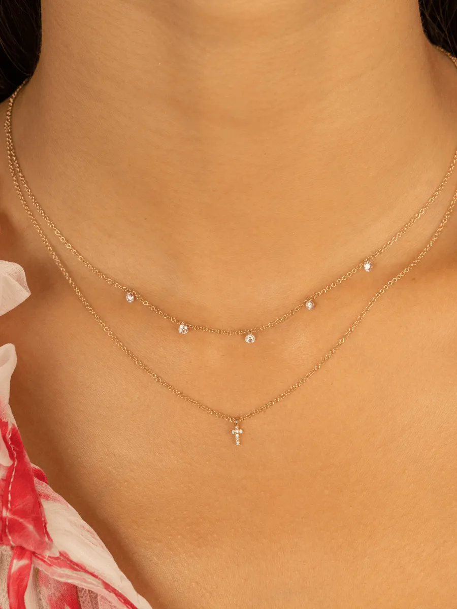 Floating Diamond Necklace 14K