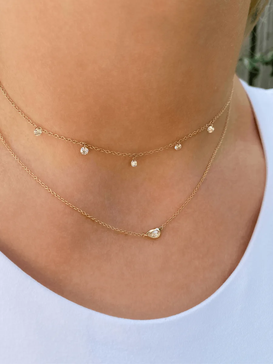 Floating Diamond Necklace 14K