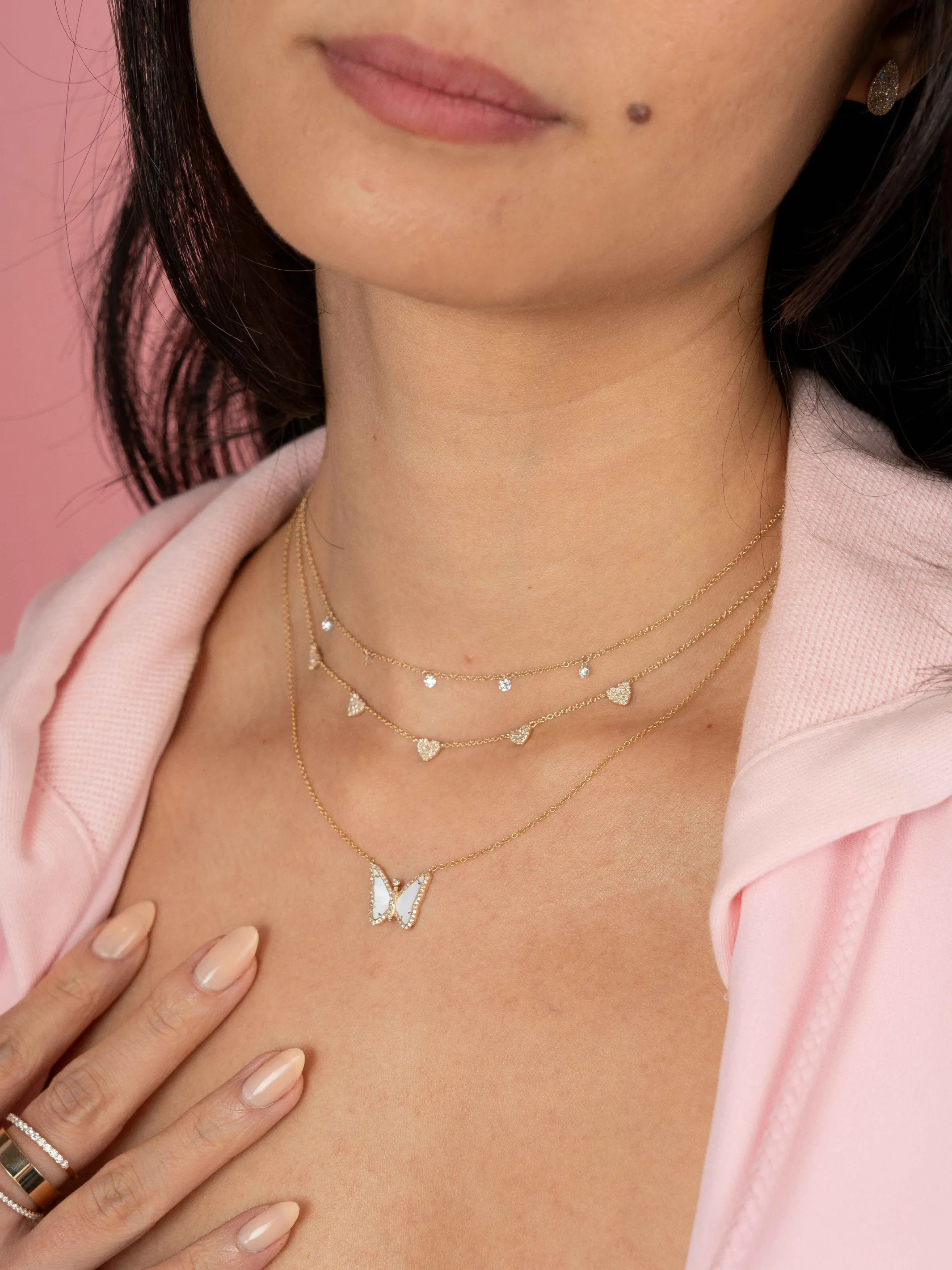 Floating Diamond Necklace 14K