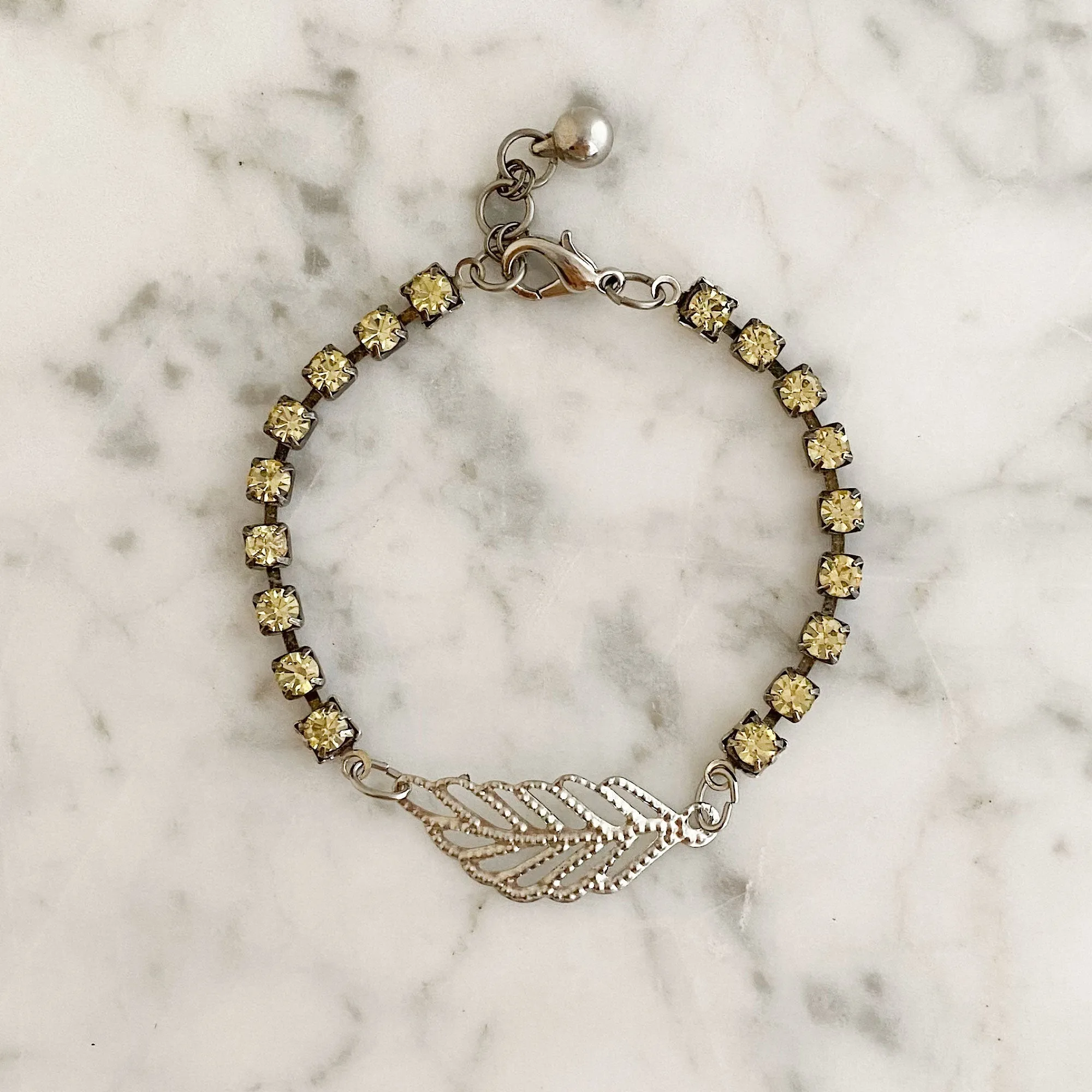 GABRIELLA yellow rhinestone leaf bracelet